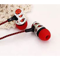 SF-A14 In-ear 3.5mm RED Headphones Super Bass Mic Earphone Electroplating Headsets Braided Wire Cable Headphone Earbuds For iPhone Samsung