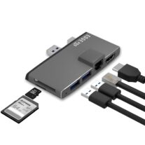 mbeat Edge Pro MB-EGE-P68GRY Multifunction USB- C Hub for Microsoft Surface Pro 5/6 Metal Grey (HDMI, LAN, USB 3.0 Hub, Card Reader)