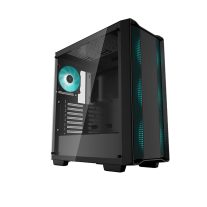 DeepCool CC560 Black Mid-Tower Computer Case, Tempered Glass Window, 4x Pre-Installed LED Fans, Top Mesh Panel, Support Up To 6x120mm or 4x140mm AIO