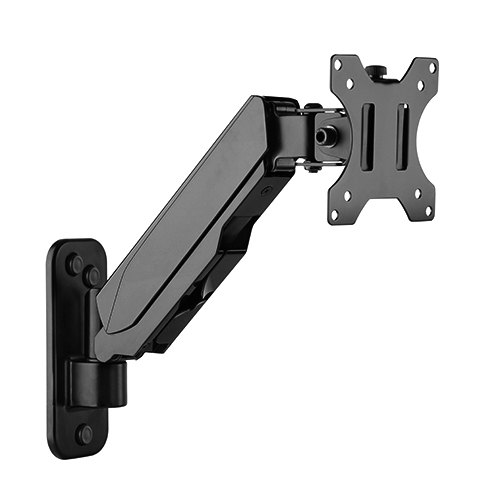 Brateck LDA30-111  Single Screen Wall Mounted Gas Spring Monitor Arm,17'-32',Weight Capacity (per screen) 8kg; Matte Black