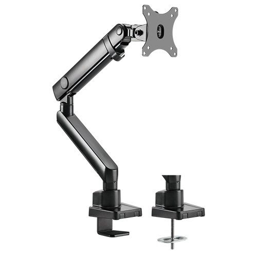 Brateck LDT20-C012  Single Monitor Aluminium Slim Mechanical Spring Monitor Arm Fit Most 17'-32' Monitor Up to 8kg per screen VESA 75x75/100x100