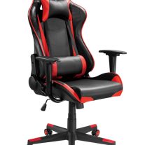 Brateck CH06-12 PU Leather Gaming Chairs with Headrest and Lumbar Support  Up to 150kg static weight - PU Leather,PVC Leather-Black Red