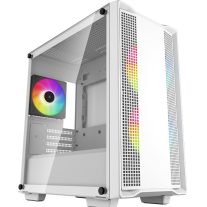 DeepCool CC360 ARGB White Micro-ATX Case 3x120mm Pre-Installed ARGB Fans ,Tempered Glass Panel, Front USB3.0×1、USB2.0×1、Audio×1