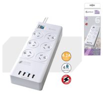 Sansai 6 Outlets & 4 USB Outlets Surge Protected Powerboard Master On/Off switch Surge and overload protected 230-240VAC IV Retail box