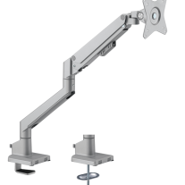 Brateck LDT62-C012-SL  Single Monitor Thin Gas Spring Monitor Arm Fit Most 17'-32' Monitors, Up to 9kg per screen VESA 75x75/100x100 Matte Silver