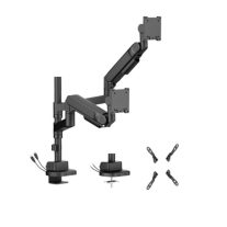 Brateck LDT92-C024UCP-B  LDT92-C024UCP-B Future-Proof Heavy-Duty Pole-Mounted Gas Spring Dual Monitor Arm with USB-A/USB-C Ports