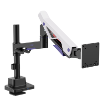 Brateck LDT95-C012UCP-BLKWH  LDT95-C012UCP Atlas Neo Gaming Pole-Mounted Monitor Arm with USB-A  USB-C Ports For most 24'~57' Monitors, Matte Black  White (new)
